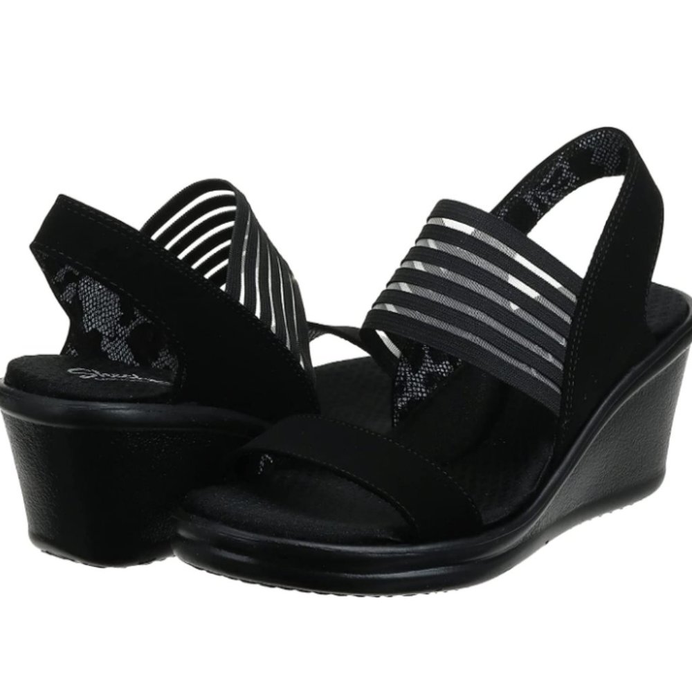 SKECHERS 🖤 Scifi Rumbler Lightweight & Comfy Wedge Sandals • Sz 11